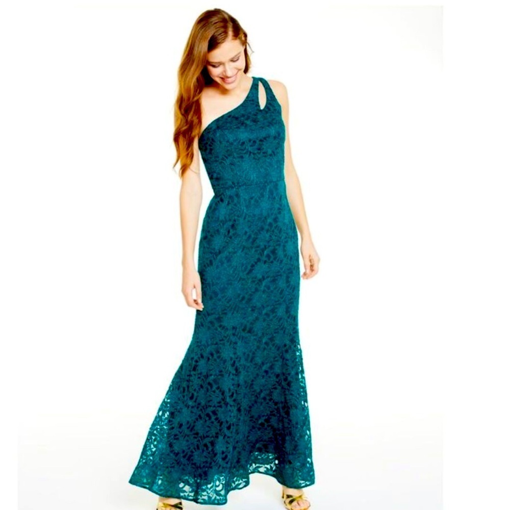 Brand: BCX, long dress, size: 5, lace, green color
